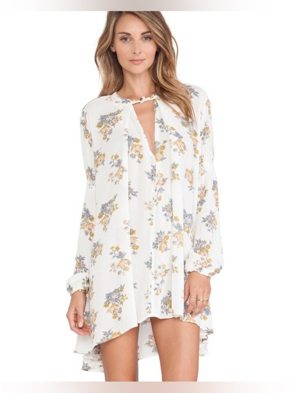 Free People Tree Swing Floral Tunic Dress Size L - Picture 8 of 9
